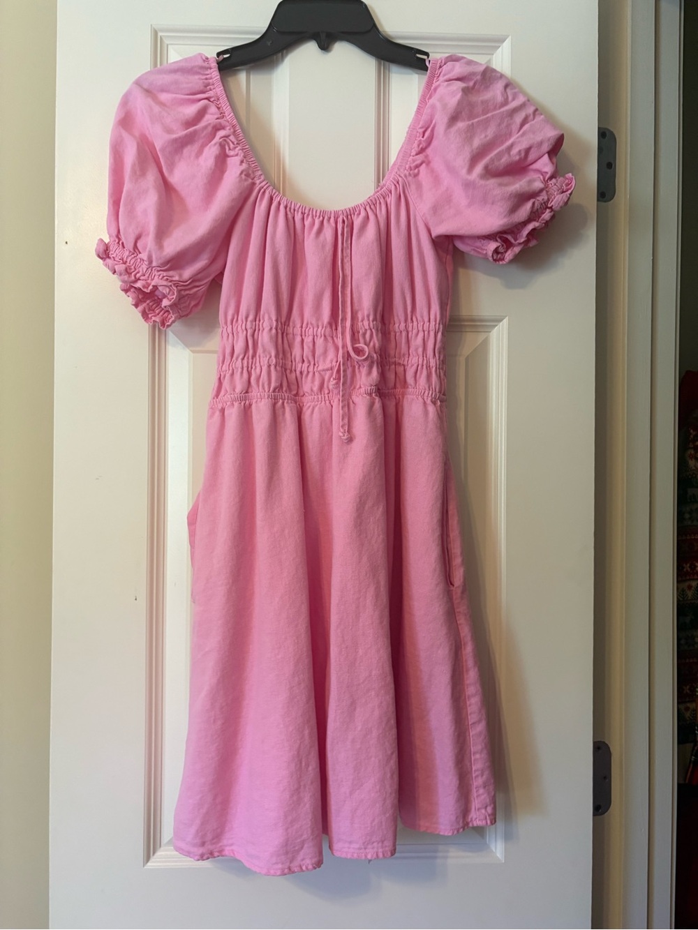 Copper Key Pink Puff-Sleeve Casual Dress